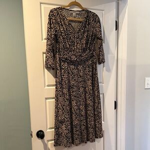 Aa Studio Black and Cream Long Sleeve Dress